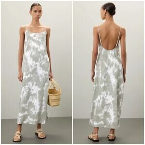 Thakoon Collective Green & White Tie Dye Scoop Back Maxi Dress Size 6